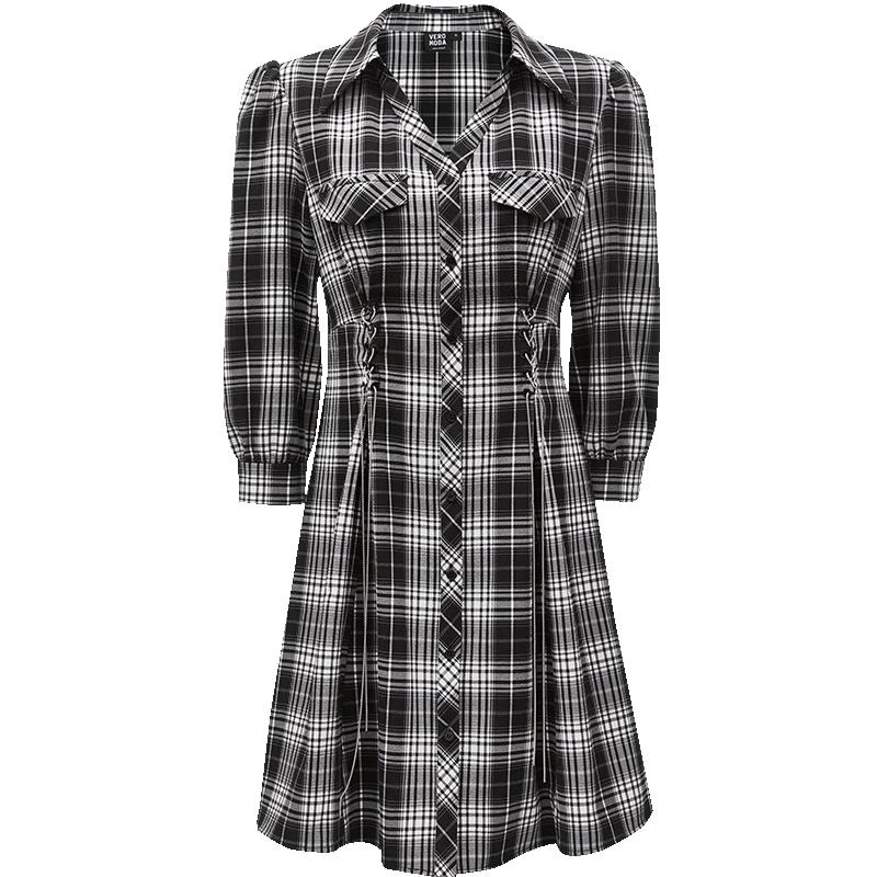 

VEROMODA Women s Retro Plaid A-line Mini Dress S