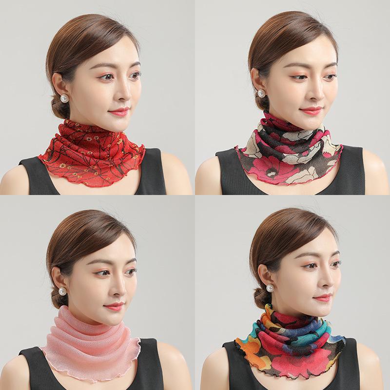 New Style Bib Women's Hedging Thin Sunscreen Veil Small Silk Scarf Neck Guard Mask Women Gauze Scarf with Shining