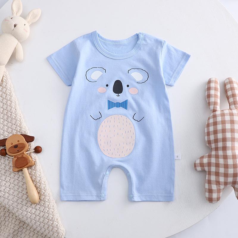 2026 Summer Kids O-Neck Short Sleeve Pajama-Rompers Baby Spring Short Crawling Clothes Cartoon Cotton Jumpsuit for Girl Boy