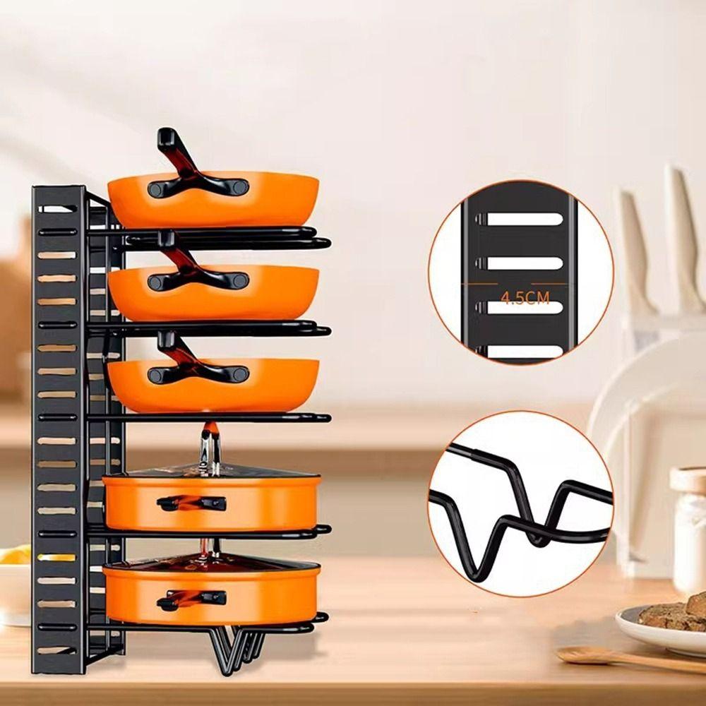 Adjustable Pots and Pans Organizer Rack Metal Pot Rack Organizer Pot Cover Storage Rack  for Home