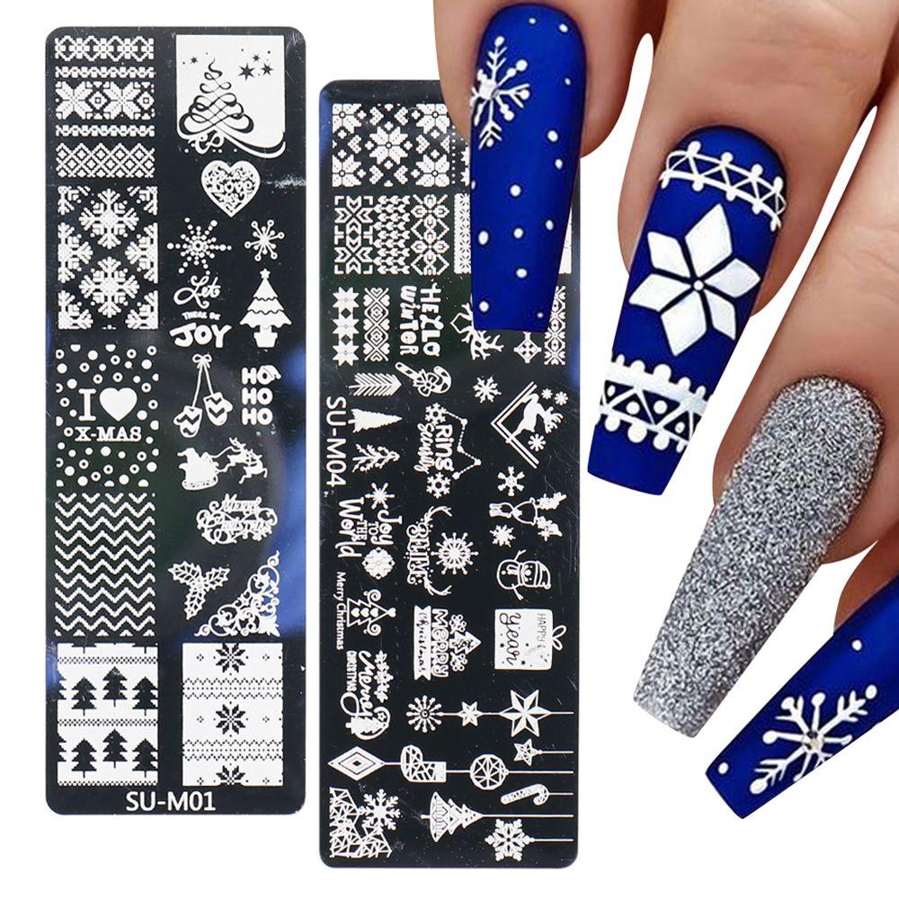 Snowflake Winter Nail Stamping Plate Image Paint Polish Stencil Nail Art  Template Stainless Steel