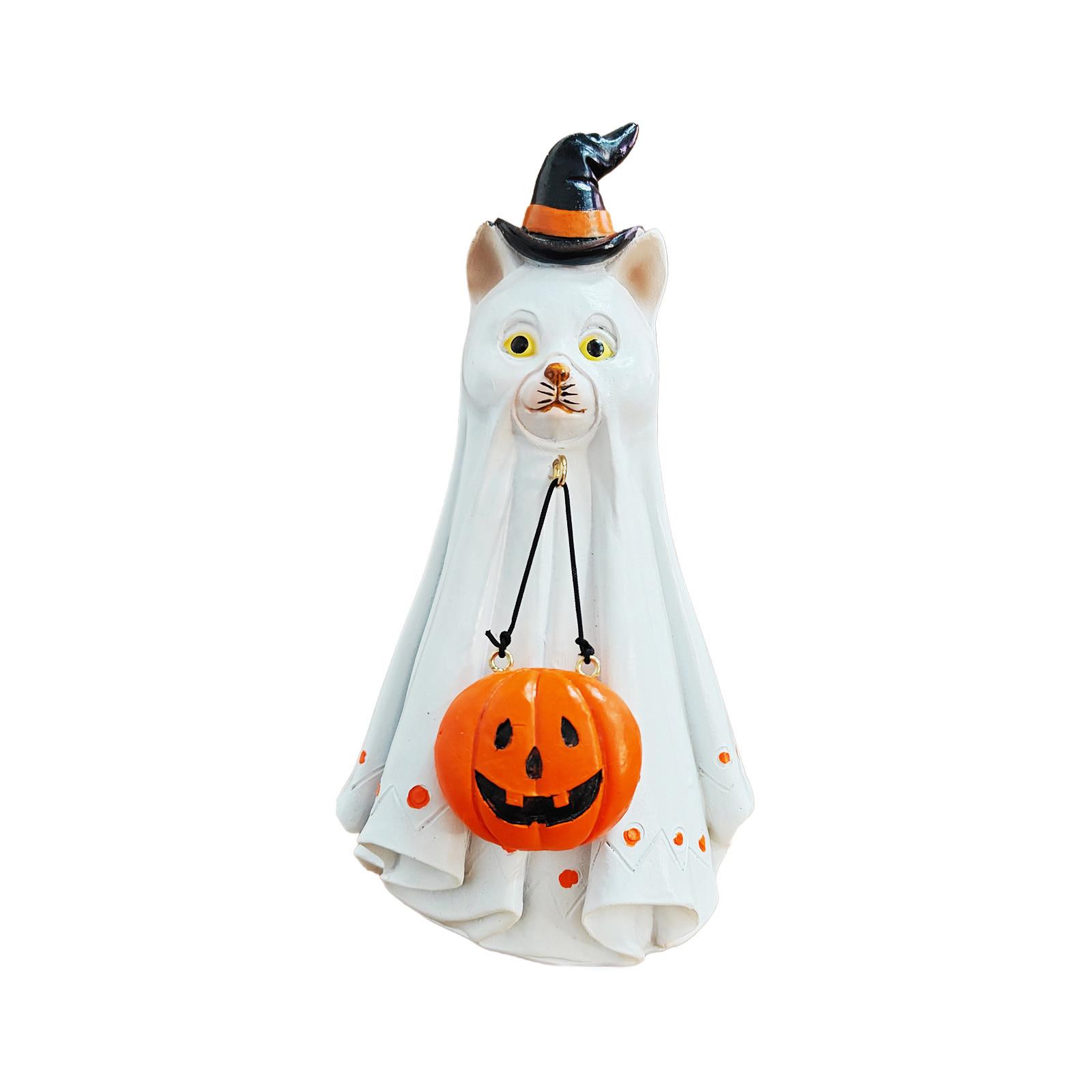 

Halloween Figurine Garden Pumpkin Statue Spooky Sculpture With Witch Hats For Halloween Party Decorations One Size