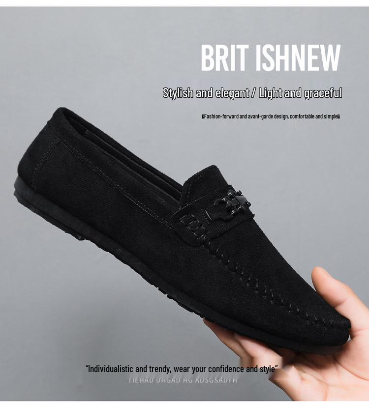 Waterproof Men's Slip-on Loafers - Casual Leather Driving Shoes for Fashion-Forward Youth.