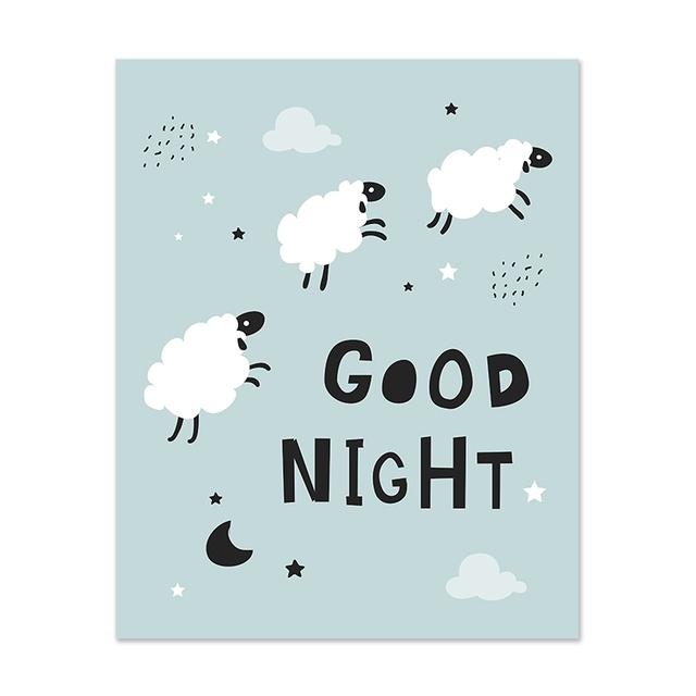 Elephant Lion Lamb Alphabet Nursery Wall Art Canvas Painting Poster Print Cartoon Decoration Picture Nordic Kids Baby Room Decor