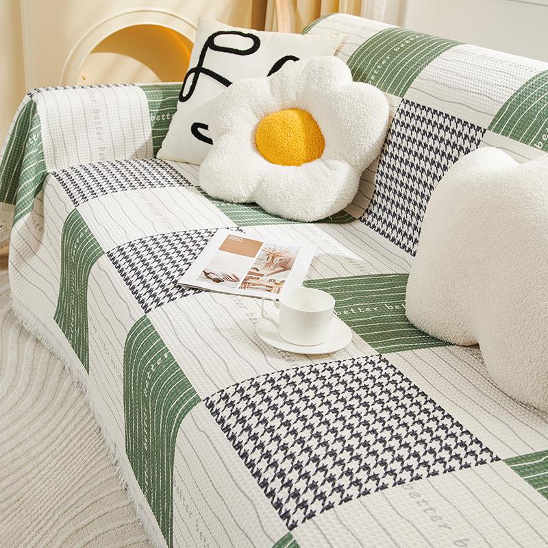 Sofabezug Stoff Vier Jahreszeiten Universal Vollständig Bedeckt Übergroß Gerade Reihe Sofa Handtuch Frischer Ins Stil Sofabezug Decke