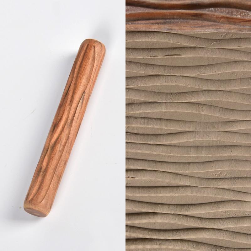 Pottery tools Handmade clay roller Wooden clay grain rolling pin clay grain roller board clay grain rolling pin
