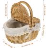 Oval Wicker Picnic Basket 1pc Fruit Vegetable Storage Basket Wicker Weaving Camping Picnic with Double Lid Linen Cotton Cloth Lining for Storage and