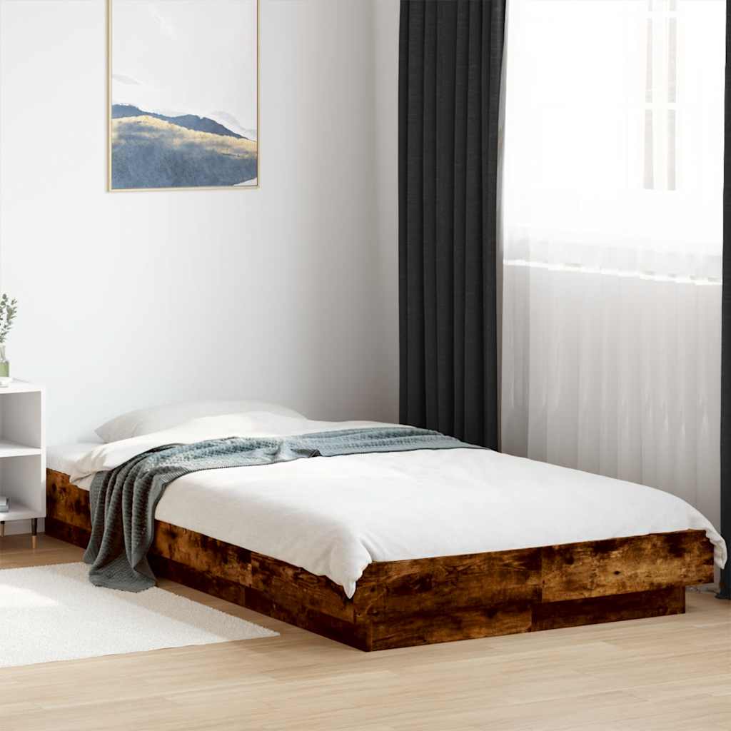 Vidaxl Rama Łóżka, Przydymiony Dąb, 100X200Cm, Materiał Drewnopochodny