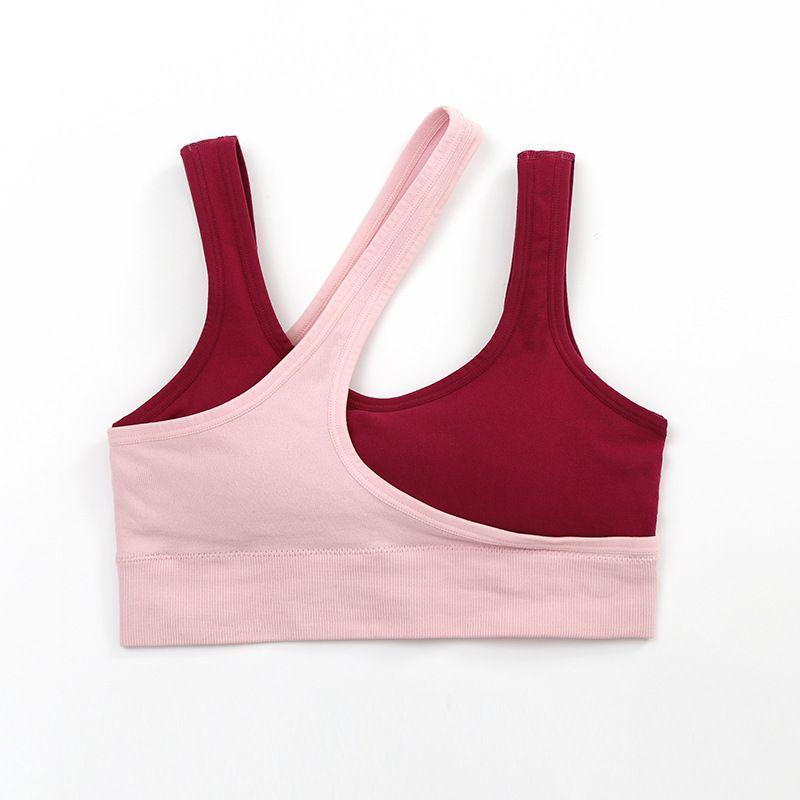 

European and American-Style Contrast Color Quick-Dry Running Bra Sports Bra Rose Red L