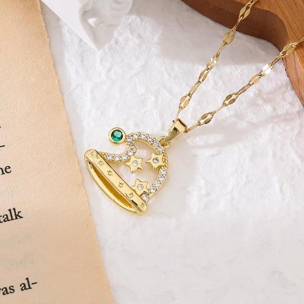 Popular Christmas Series Necklaces: Santa Claus, Peace Tree, Holiday Element Micro-Paved Drip Oil Pendant