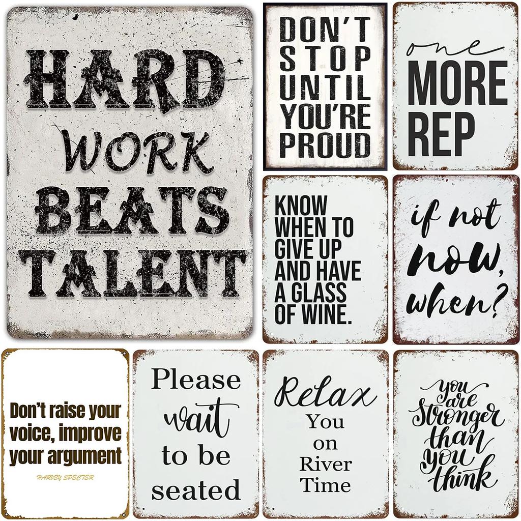 Hard Work Beats Talent Metal Tin Sign Wall Decoration Plaque Vintage Poster Iron Painting for Man Cave Home Cafe Garden Club Bar
