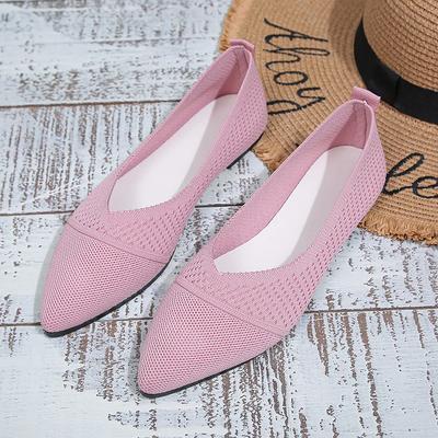 Mode Damen Spitzschuh Ballerinas Einfarbig Gestrickt Slipper Damenschuhe Lässig Atmungsaktiv Ballett Damen Ballerinas Slipper Damen