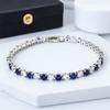 4mm Round Stone Blue Crystal White Zircon 17/19cm Bracelets for Women Vintage Silver Color Chains Bracelet Wedding Jewelry Gifts