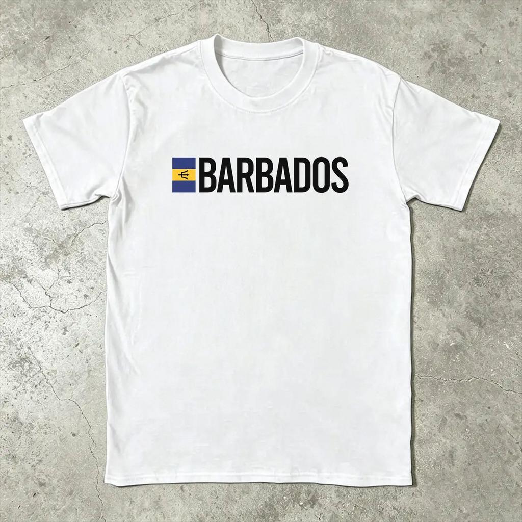 Men T-Shirts Barbados Flag Barbadian Country Map Amazing Pure Cotton Tees Short Sleeve T Shirt Round Collar Clothing 4XL 5XL