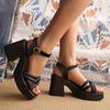 Sandale cu Toc Gros pentru Femei - Nouă Modă de Vară Casual Confortabile Trendy Versatile Lux Ușor de Nișă Elegante Sandale cu Toc Înalt