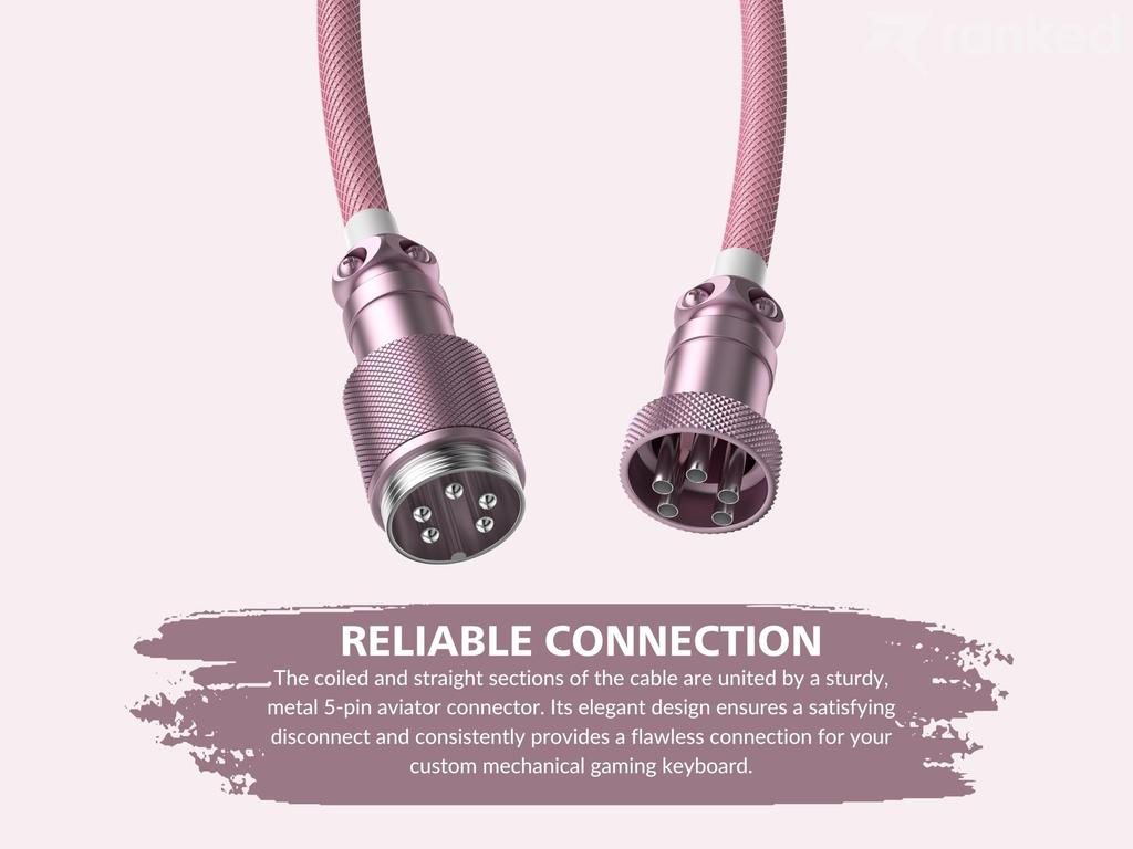 Rankcoil Keyboard Cable Handcrafted Braided Cable USB Type C To A Aviator Connector for Custom Mechanical Gaming Keyboards Supports 20W Fast Charging