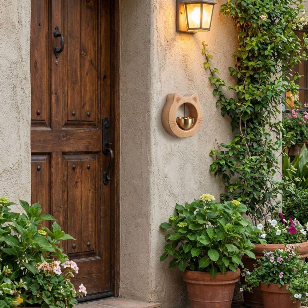 Magnetic Cat Wooden Doorbell Solid Wood Wind Chime Creative Entrance Chime  Home Decor