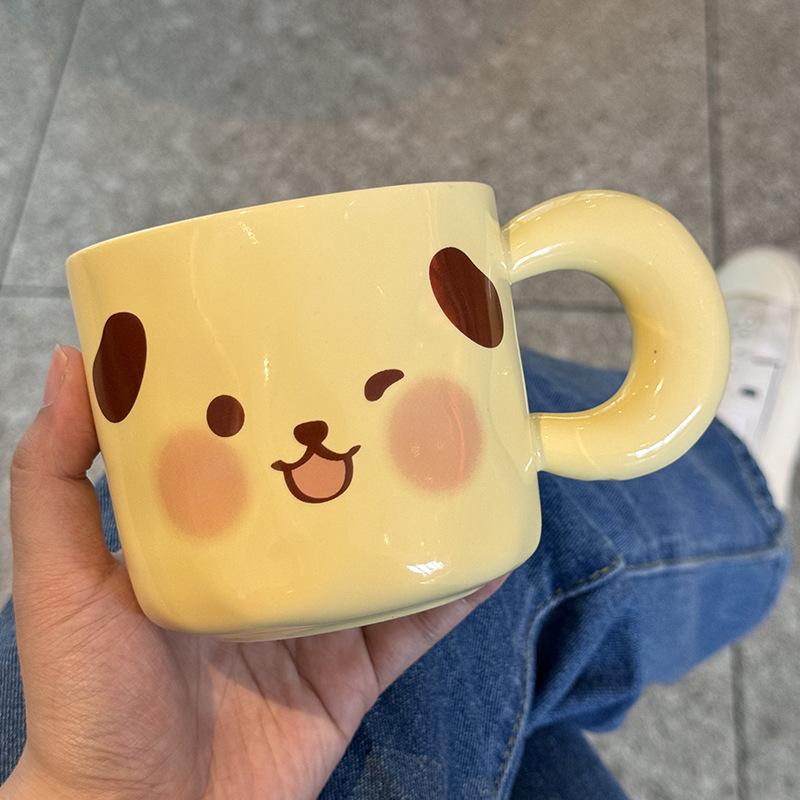 Cute Puppy Ceramic Cup with Lid, Birthday Gift for Girlfriends, Large-capacity Mug, Practical Souvenir for Girls