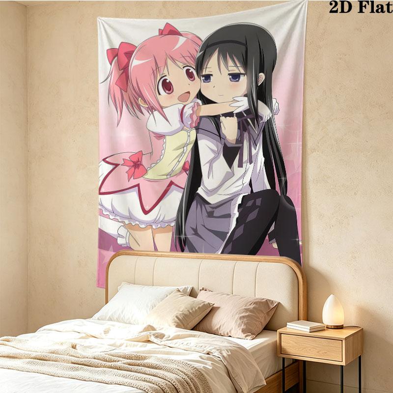 Puella Magi Madoka Magica Wall Tapestry Aesthetic Wall Hanging Printed Fabric Blanket Decorative Tapestries For Bedroom Living Room Home Decor
