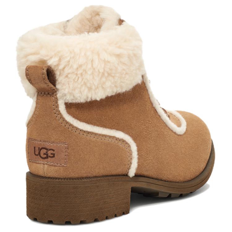 UGG Bodie Suede Fur Lace-Up Commuter Versatile Ankle Boots Women ankle boots Brown 1153472-CHE