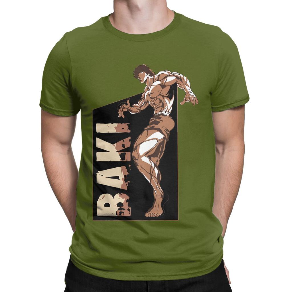 Men's T-Shirts Baki Hanma Grappler Yujiro Vintage Pure Cotton Tee Shirt Short Sleeve Anime T Shirts O Neck Clothes Gift