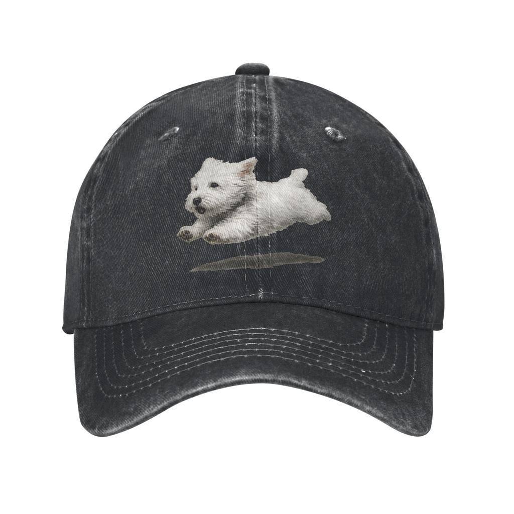 Funny Retro Cute Running Dog Baseball Cap Sun Hiking Fishing Washed Trucker Hat Women Men Y2k Cute Custom Logo Baseball Caps