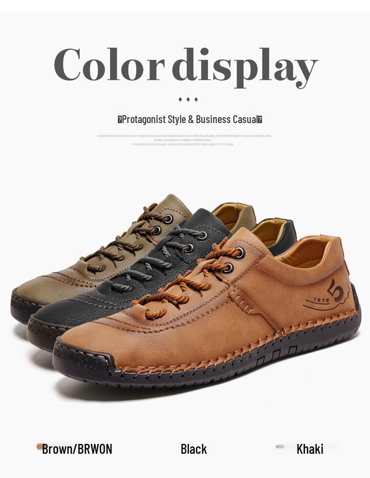 Cross-Border Plus Size Men's Breathable Leather Sports Casual Shoes