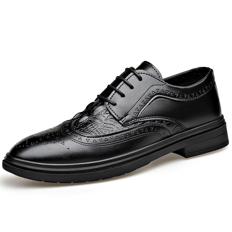 2025 Men's Spring Brogue Leather Shoes - Casual & Wedding Style