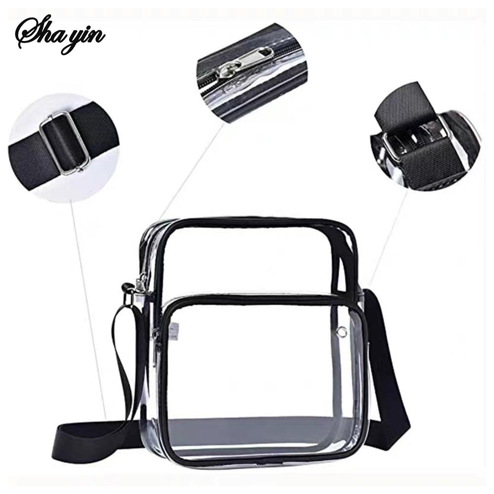1PC Pvc Transparent Storage Bag With Adjustable Shoulder Strap, Large Capacity Crossbody Bag, Travel Money Bag