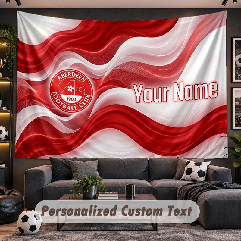 Aberdeen FC Personalized Tapestry Support Custom Name, Wall Art Home Decoration