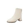 New Spring and Autumn Round Head Boots Women's Coarse Heel Soft Leather Medium Heel Boots Skinny Boots Autumn and Winter Women's Shoes Fashion Boots