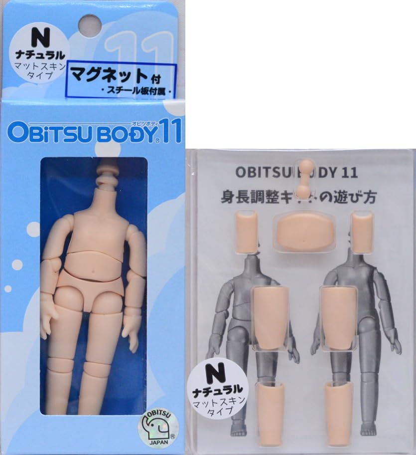 

Obitsu Manufacturing Obitsu 11cm Body & OBITSU11 Height Adjustment Kit, Matte Skin, Natural, with MG (11BD-D01MN-G, 11AC-D02MN) Set