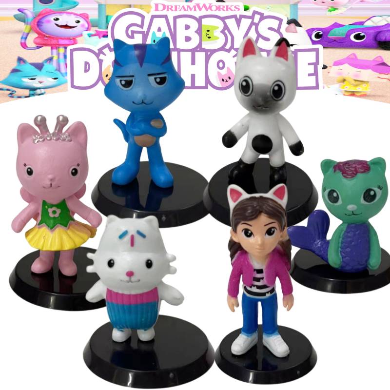 Dollhouse 6pcs Gabbys Cute Figure Model Toy Doll Pvc Ornament Kids Gift Decor