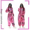 Adult Pink Shiny Jumpsuit Astronaut Costume Halloween Cosplay Party Outfit