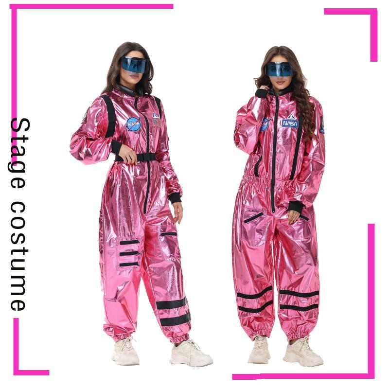 Adult Pink Shiny Jumpsuit Astronaut Costume Halloween Cosplay Party Outfit