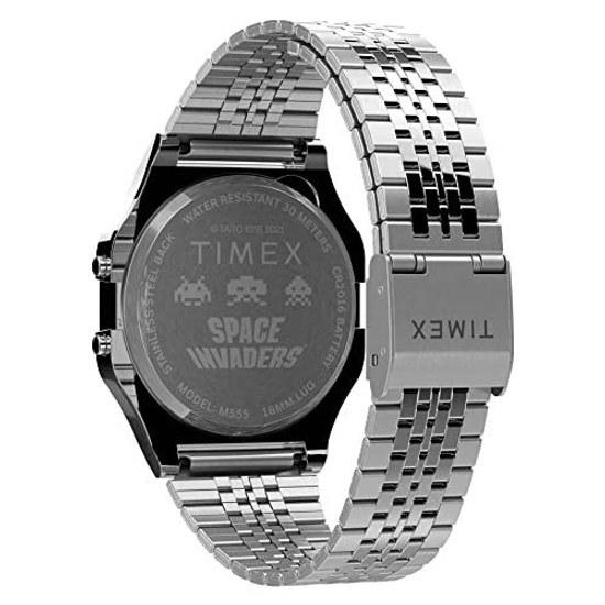 Timex T80 X Space Invaders 34mm Quartz Stainless Steel Strap Silver 18 Casual Watch (Model TW2V30000YB)