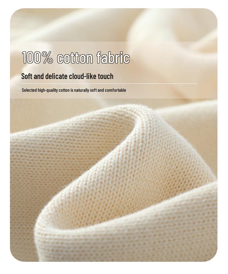 2026 A/W Women's Thick Knit Pure Cotton Dress - Long Sleeve, Solid Color, Round Neck, Loose Mid-Length Skirt