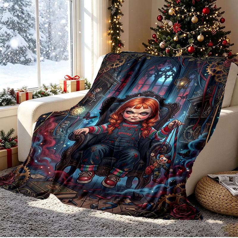 Child's Play Pattern Blanket for Home Decoration, Bed, Sofa, Car Travel, Camping, Suitable for All Seasons, Birthday Christmas Gift