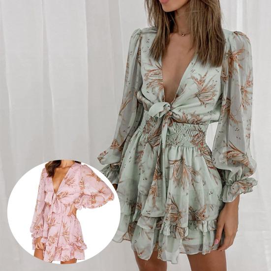 Cheap Mini Dress Elegent Beauty Lady Dress Ruffles Women Long Office