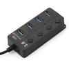 4 in 1 High speed USB3.0 Hub Converter with 4 USB3.0 Expansion Ports Independent Power Switches Support Mouse Keyboard