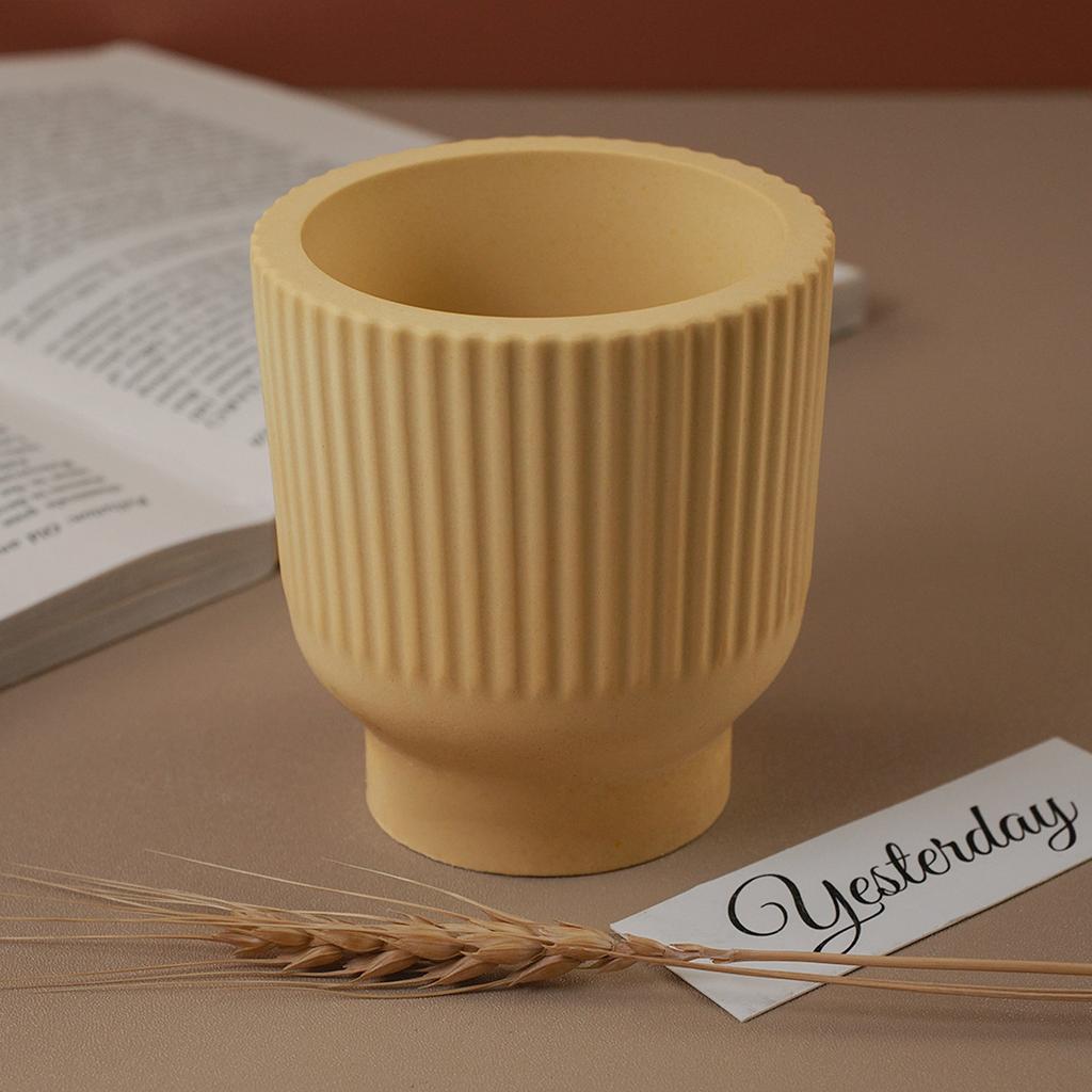 Concrete Round Stripe Candle Cup Silicone Mold DIY Handmade Planter Plaster Resin Storage Box Casting Molds Home Craft Decor