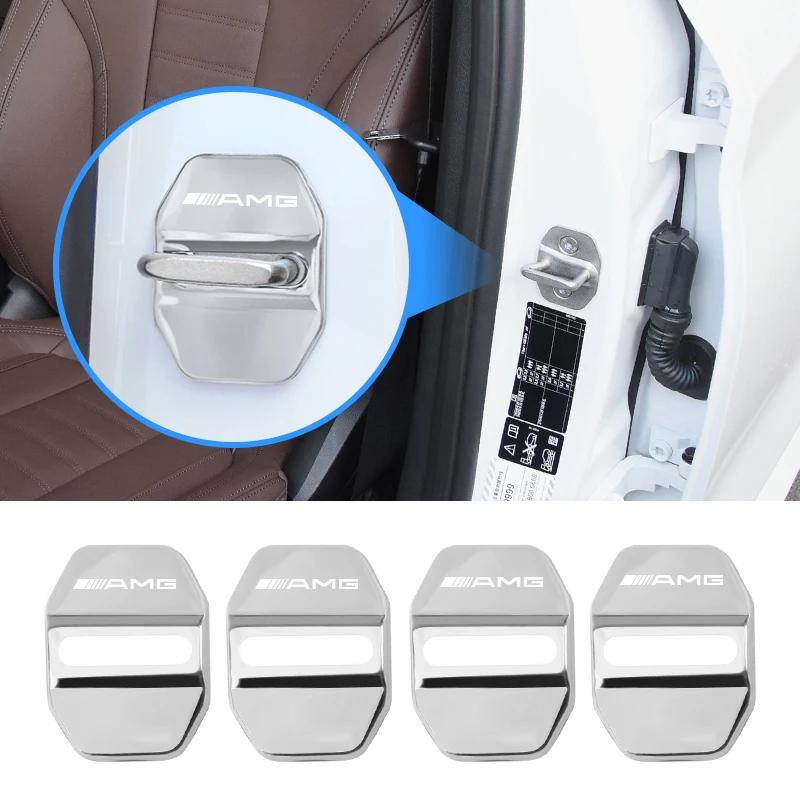 GLC GLB 4 Peças Capa de Fechadura de Porta de Carro Acessórios de Proteção de Aço Inoxidável Para Mercedes Benz AMG GLC W203 W206 W220 W205 W211 W212