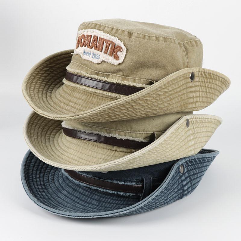 Fashion 2026 Bucket Hat Man Women Fisherman Fishing Cap Cotton With Leather Belt Embroidered Letter Design Outdoor Beach Sun Hat