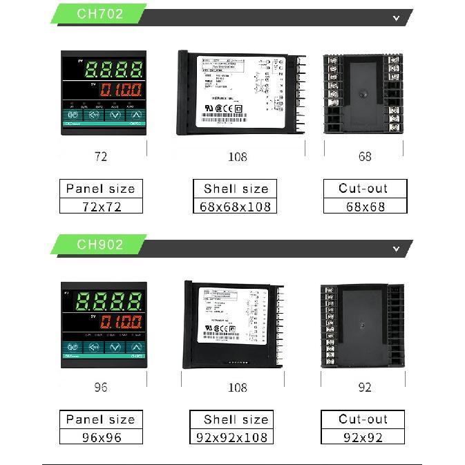 Dual Output SSR and Relay CH102 CH402 CH702 CH902 2 ALarms LCD Digital PID Intelligent Temperature Controller 100-240VAC