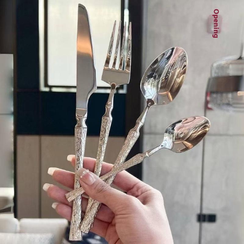 Tree Pattern Stainless Steel Knife, Fork And Spoon Western Tableware Fork And Spoon Suitable For Hotels And Western Restaurants