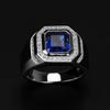 Male Sapphire Diamond Ring Real Sterling Silver Jewelry Engagement Wedding Band Rings for Men Charm Party Accessory