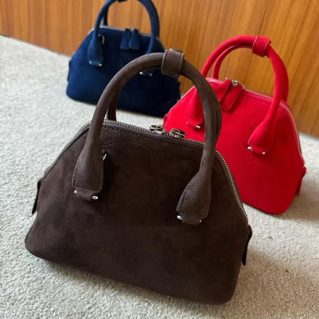 Autumn and Winter Suede Shell Bag Frosted Cowhide Mini Handbag Vintage Small Square Bag Single Shoulder Crossbody Bag for Women