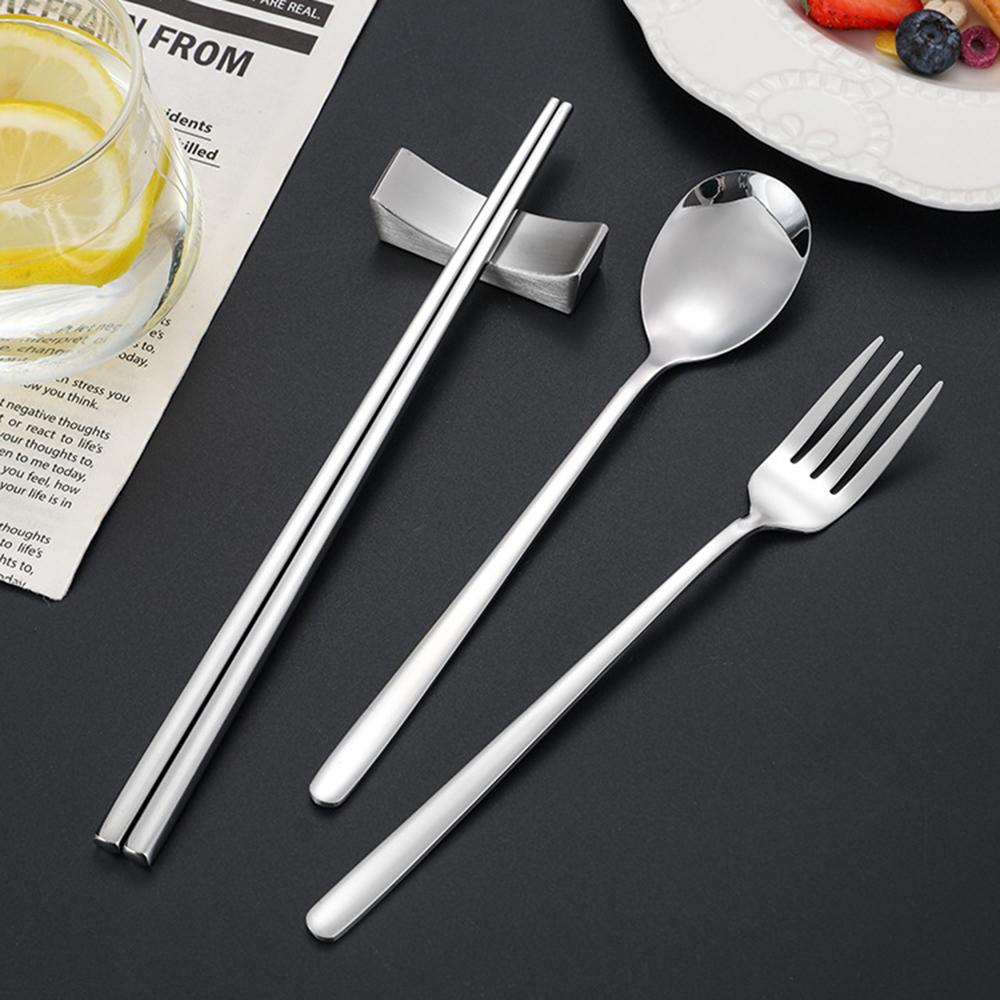 4Pcs 304 Stainless Steel Cutlery Set Sushi Sticks Dinner Spoons Set Dinnerware Korean Chopsticks Fork Spoon Flatware Set