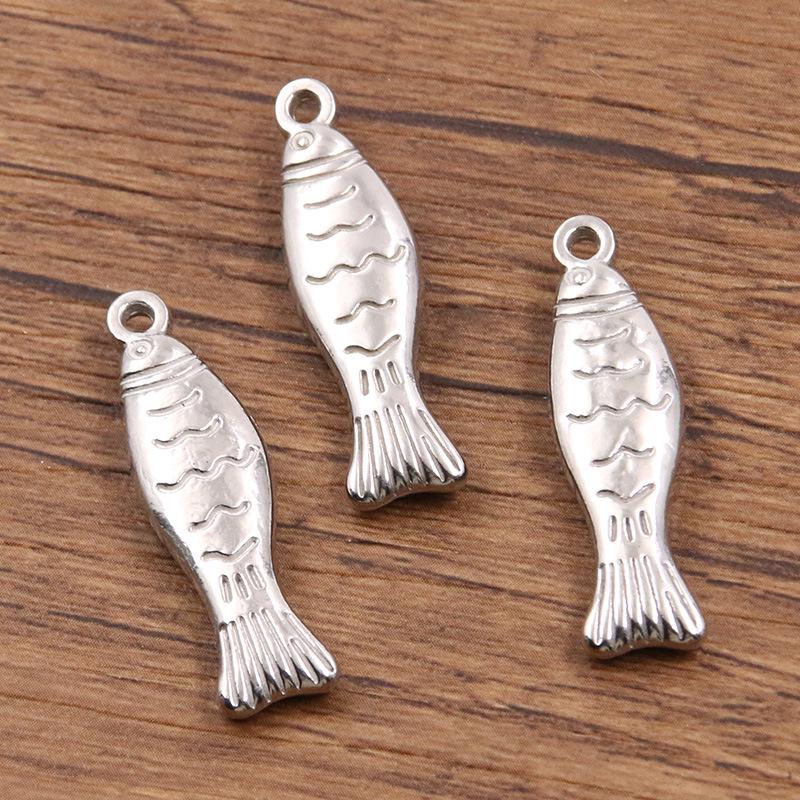304 Stainless Steel Ocean Life Double-Sided Fish Charms with Real Gold Electroplating