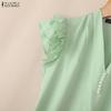 ZANZEA Women Casual V-Neck Ruffles Short Sleeve Elegant Blouse